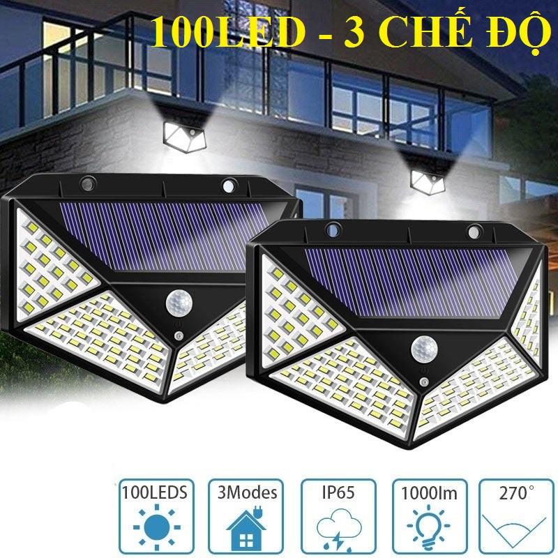 Đèn cảm ứng hồng ngoại năng lượng mặt trời Solar Sensor Wall light 100/20 bóng LED siêu sáng (Đen)