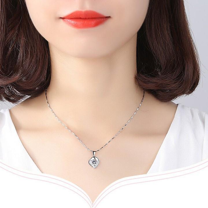 Vòng cổ bạc 925 Trái tim ngọc nữ