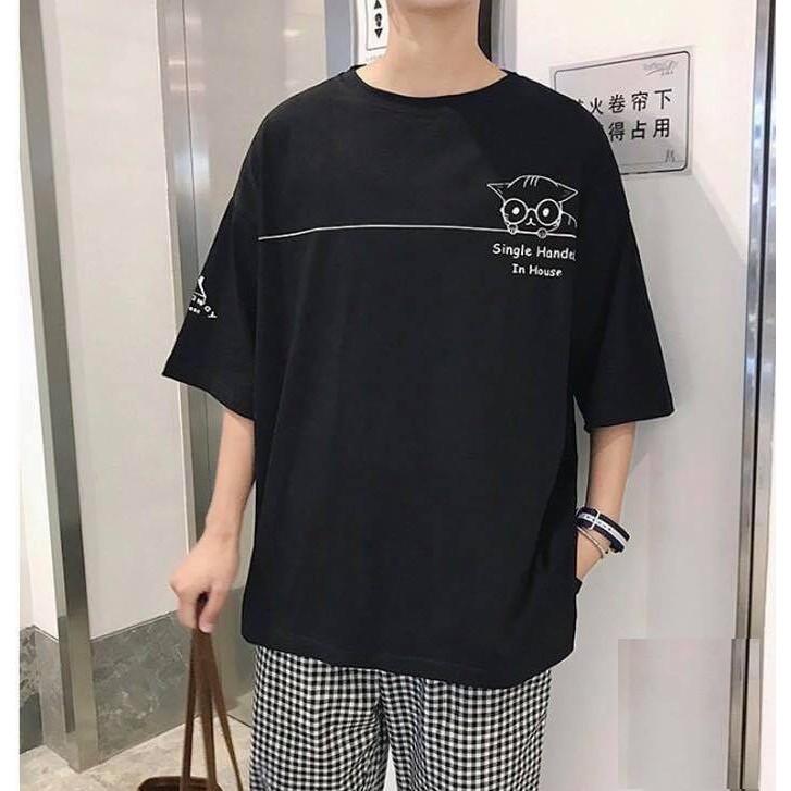 Áo thun tay lỡ cotton mèo Single 2020