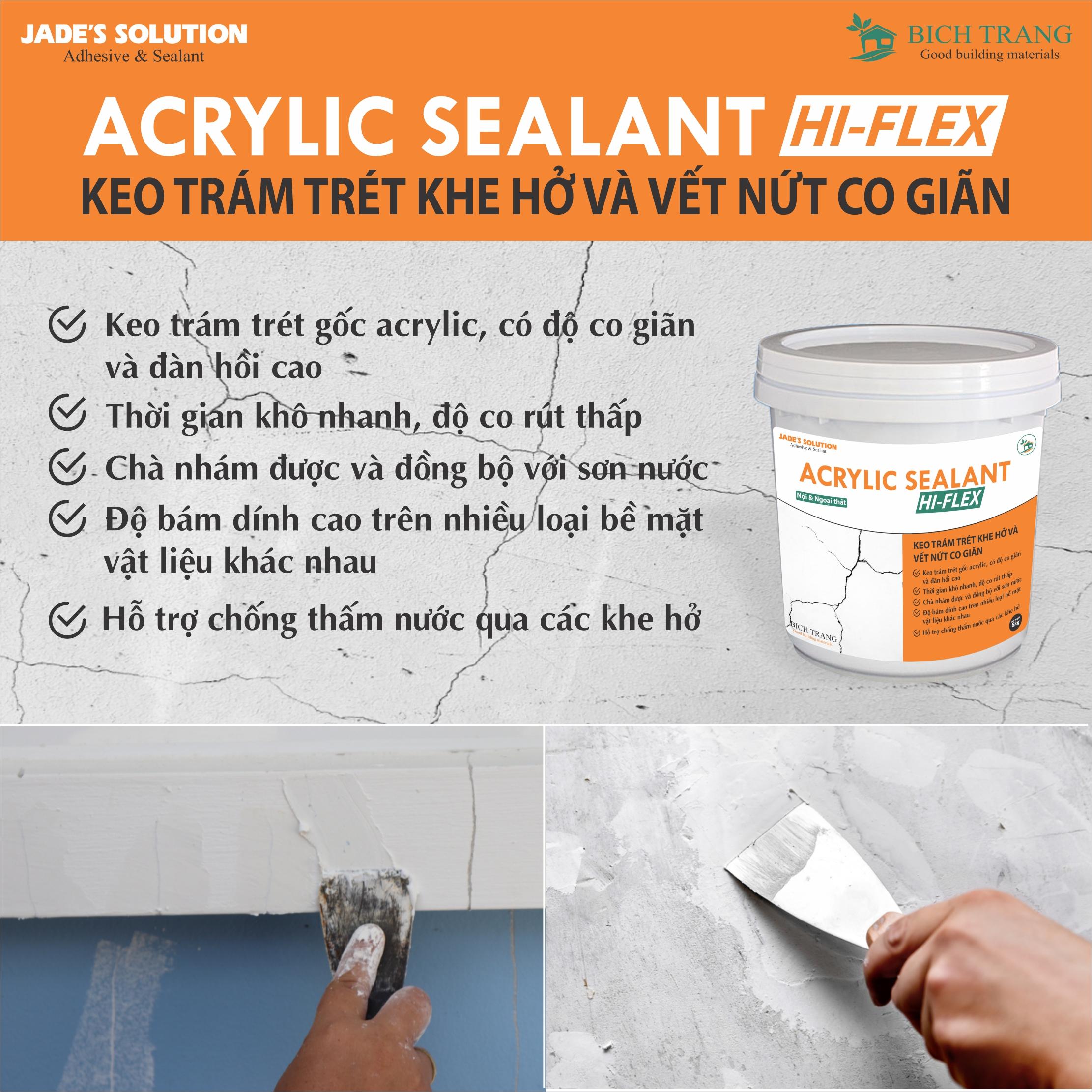 Trám trét, xử lý vết nứt Acrylic Hi-flex Sealant - 1kg