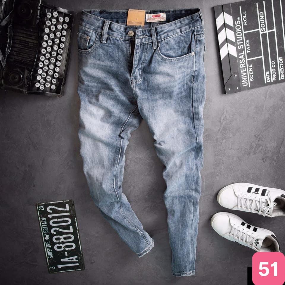 Quần jean nam không rách gối màu xám nhạt trơn chất bò cao cấp co dãn 4 chiều rin form dáng skinny Hado708 mẫu mới
