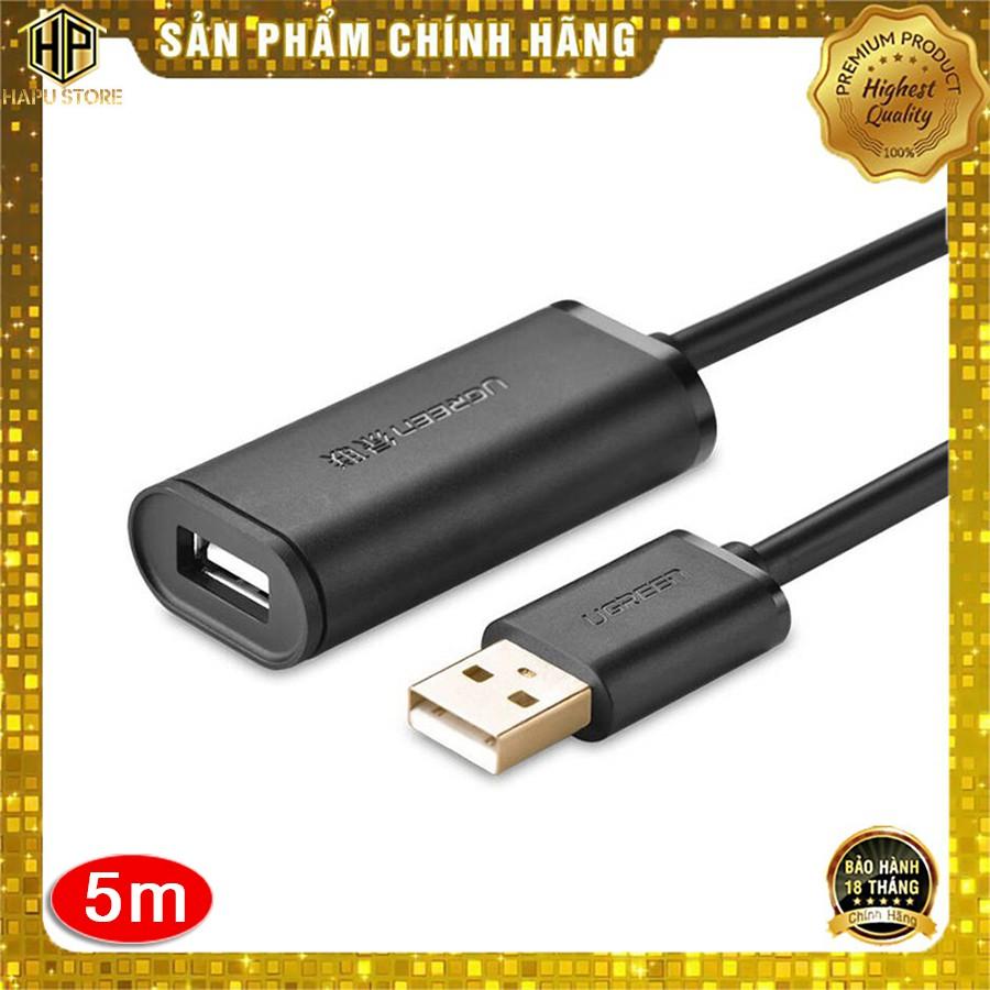 Cáp nối dài USB Ugreen 10319 dài 5m chuẩn USB 2.0 có chíp khuếch đại chính hãng - Hàng Chính Hãng