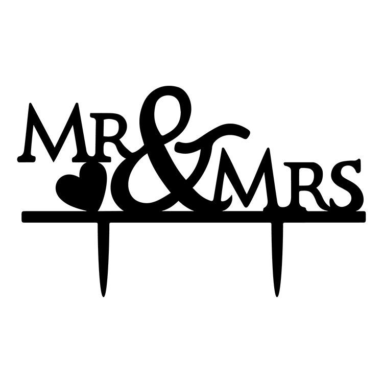 Mr Mrs And Love Heart Style Cake Topper For Wedding / Anniversary / Birthday Party
