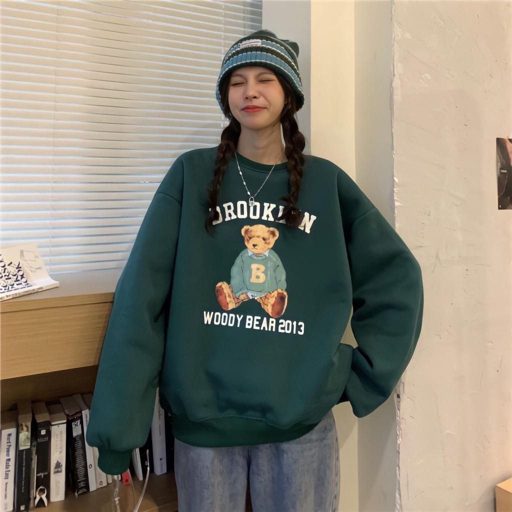 Áo Sweater Nỉ Nam Nữ Unisex In Hình Gấu BROOKLYN