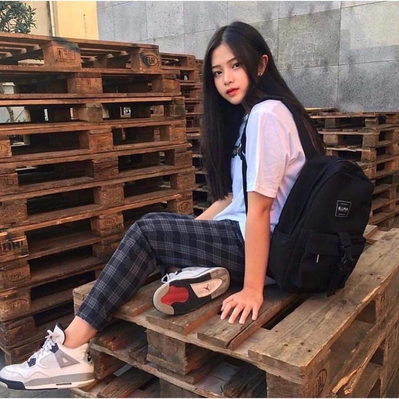 Quần sọc caro XANH ống suông ️ Nam nữ unisex Quần baggy caro Jaystoree