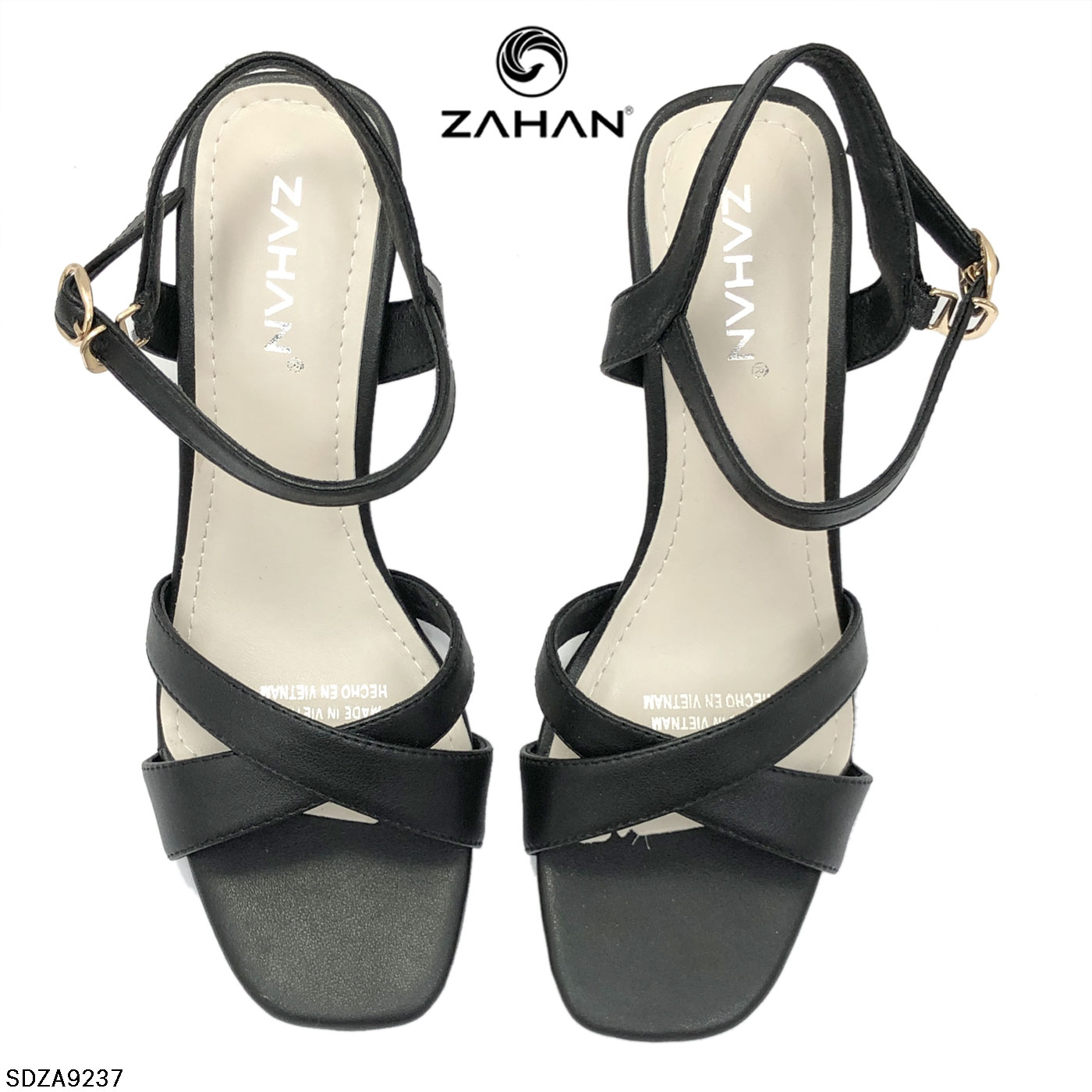 Sandal quai chéo, da trơn,7 cm SDZA9237