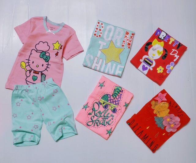 Bộ Bé Gái Cộc Tay Cotton Borip Xuất Khẩu 10-20kg