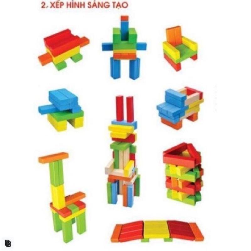 Bộ đồ chơi rút gỗ màu 48 chi tiết cho bé