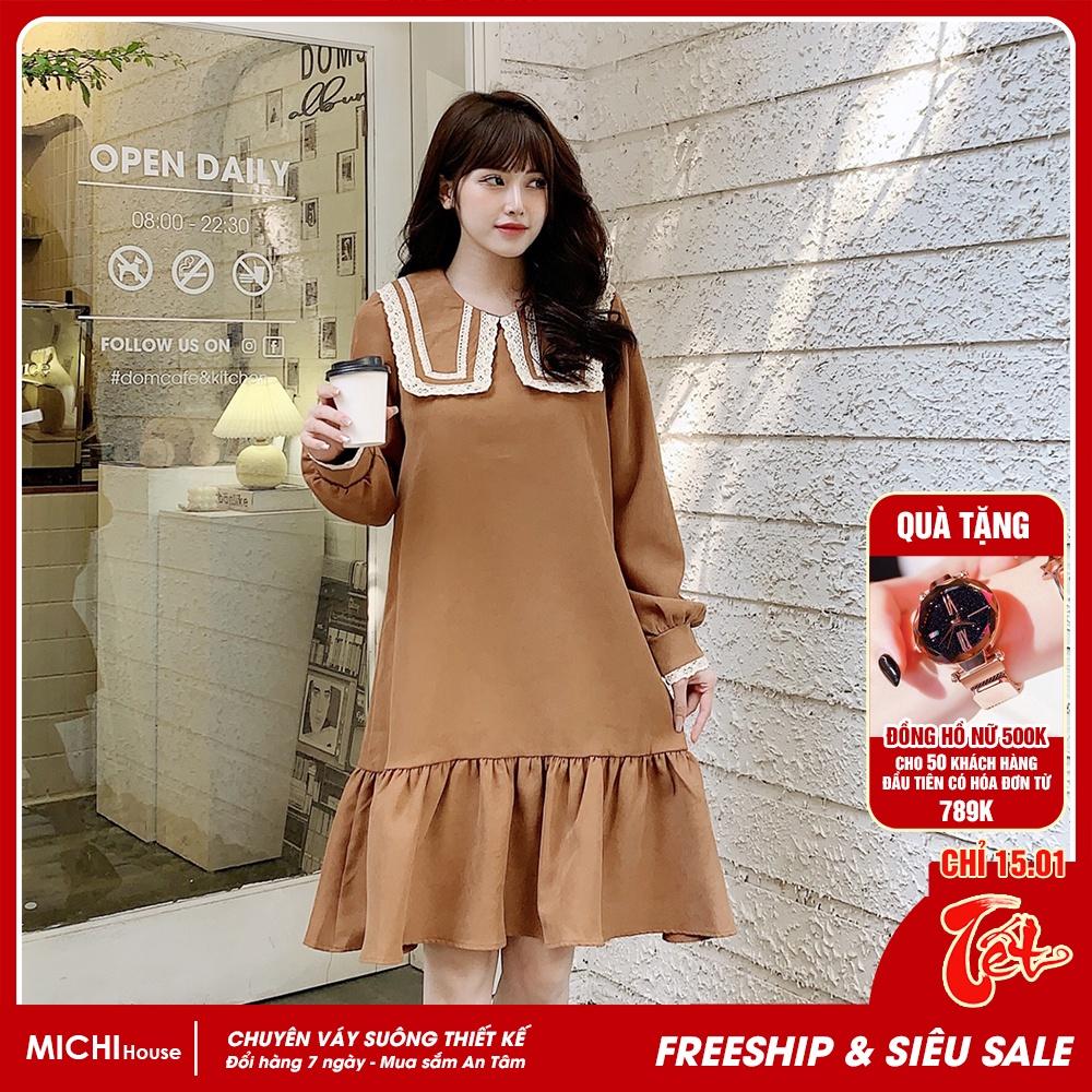 Đầm Suông Rộng Dáng Đuôi Cá Freesize MICHI House Váy Thiết Kế Dài Tay Mặc Bầu Cũng Xinh V306