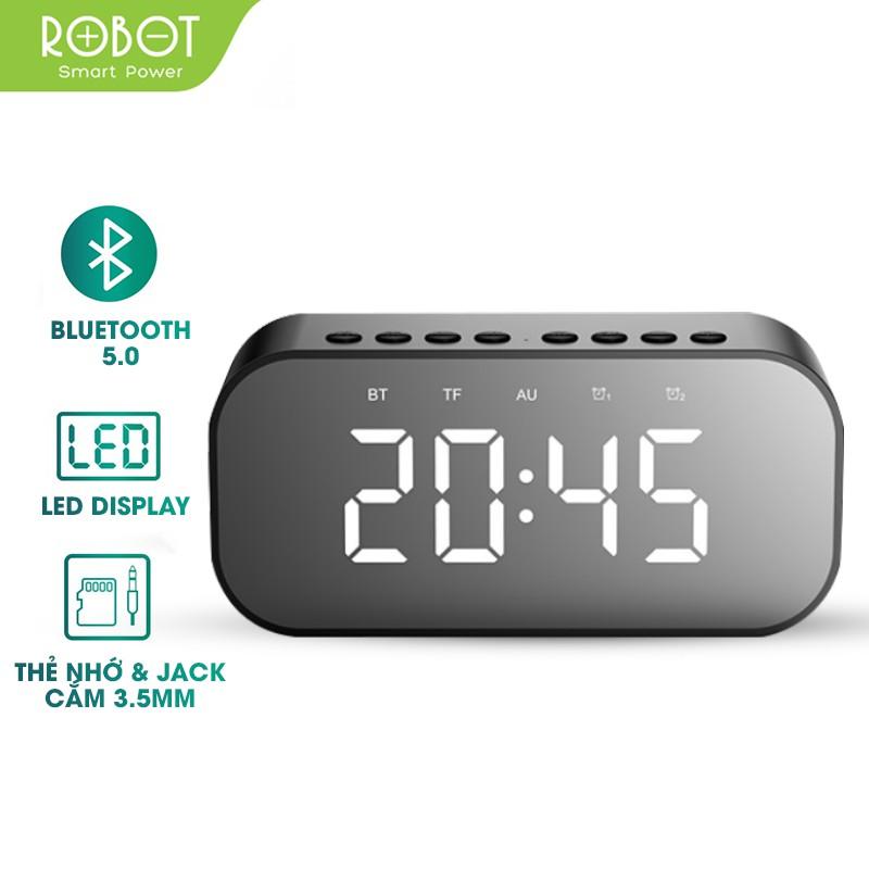 Loa Bluetooth Mặt Gương ROBOT Âm Thanh Tuyệt Vời Kiêm Đồng Hồ Báo Thức Màn Hình Hiển Thị LED - Hàng Chính Hãng