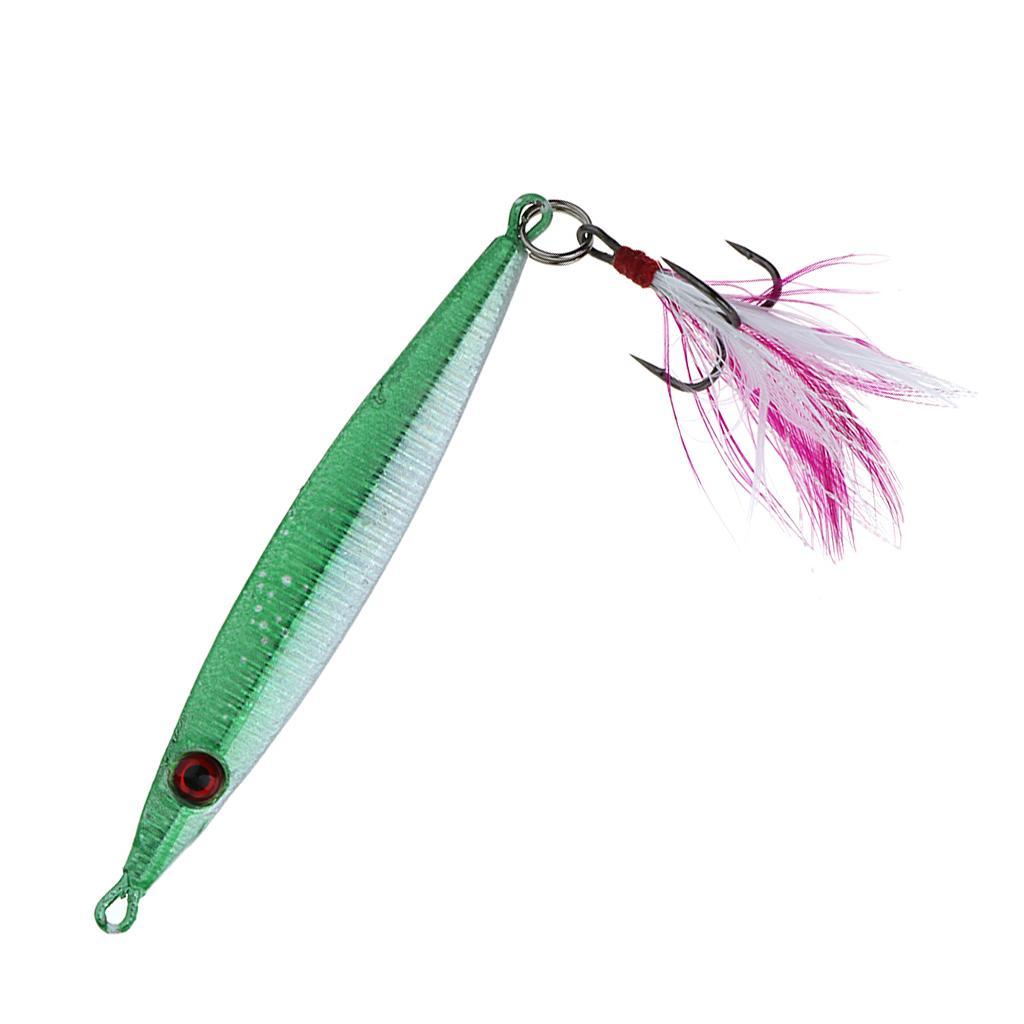 Hard Jigging Lead Fish Baits 21g 8cm Metal Fishing Lure Long Casting Lure with Feather Hook