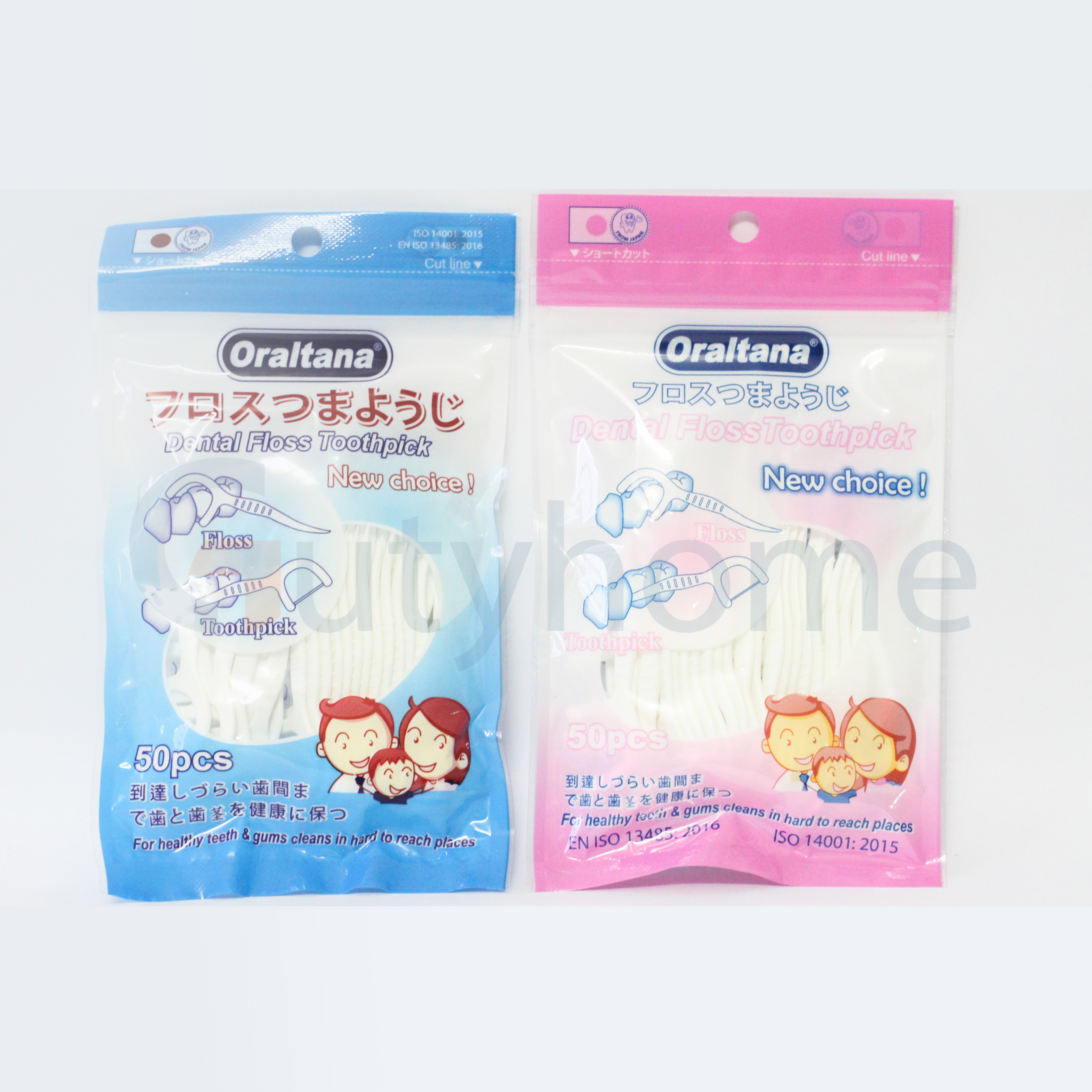 Túi 50 cái tăm chỉ nha khoa Oraltana mẫu mới vệ sinh răng miệng dễ dàng 2 trong 1