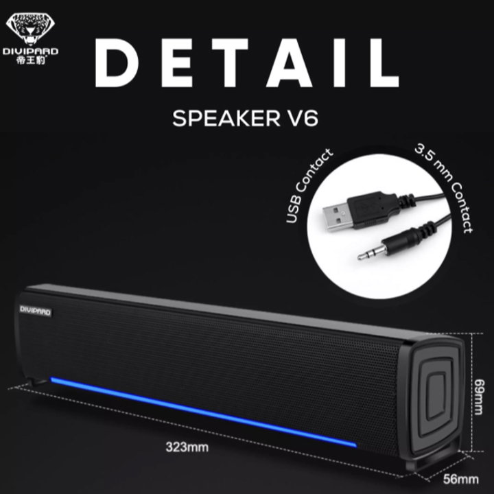 Loa máy tính Soundbar Mini Divipard V6 - Hàng nhập khẩu