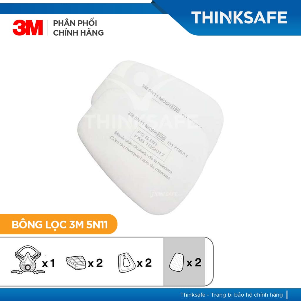 Mặt nạ phòng độc 3M Thinksafe, chống bụi mịn, chống độc, chống sơn, hóa chất, bảo vệ hô hấp, chính hãng - 6200/6003