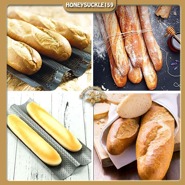 Khay Nướng Bánh Mì Pháp Baguette 3 Rãnh Chống Dính Lượn Sóng