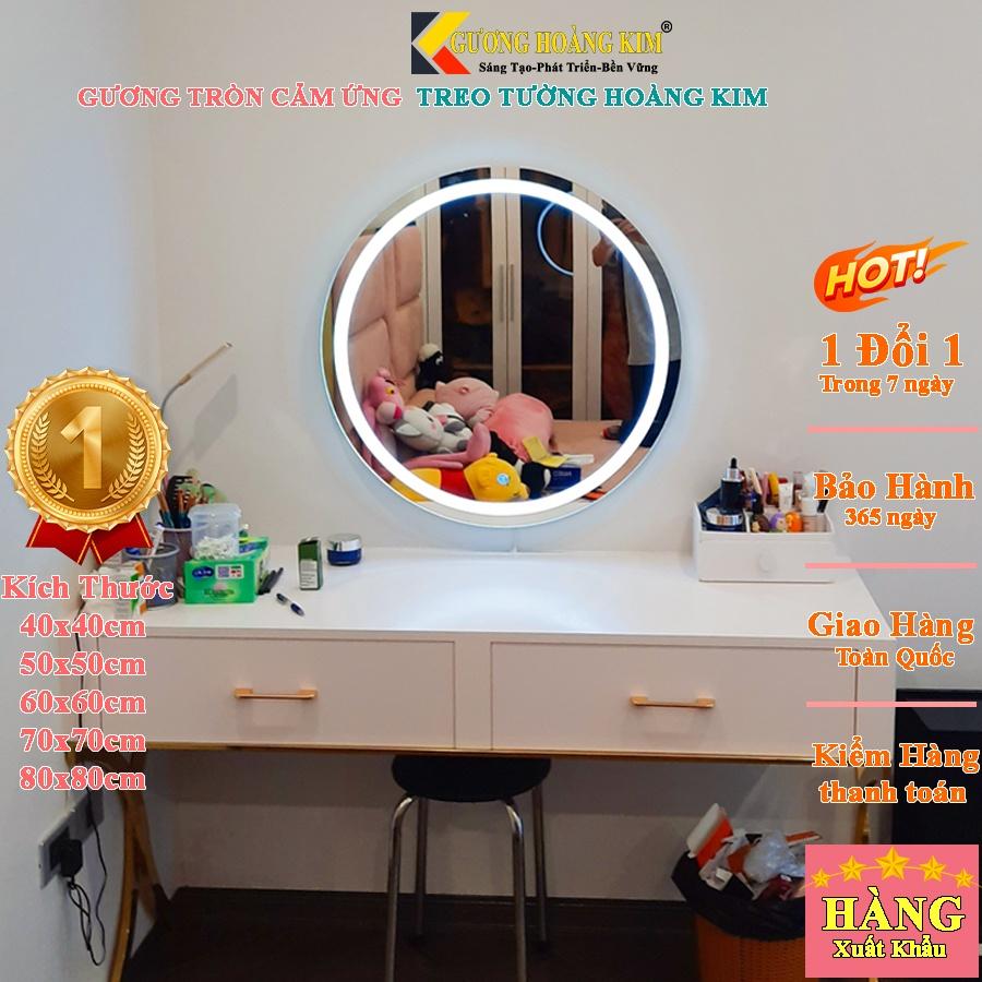 Gương đèn led cảm ứng tròn thông minh treo tường để bàn trang điểm makeup nhà tắm phòng wc cao cấp kích thước 40cm,50cm và 60cm mã HK-0001