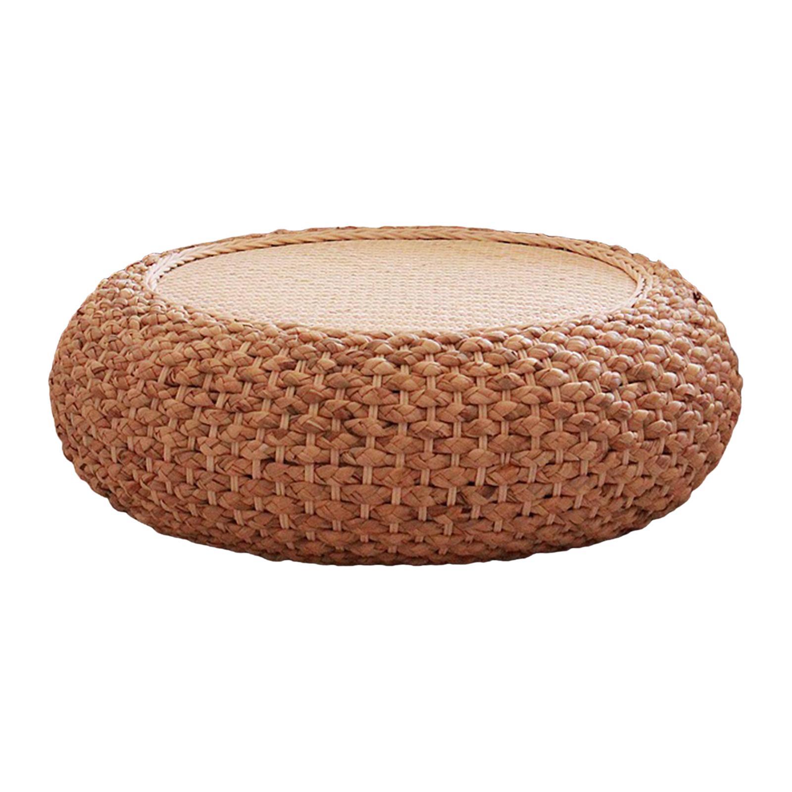 Woven Straw Cushion Tatami Floor Pillow Pouf for Office Garden