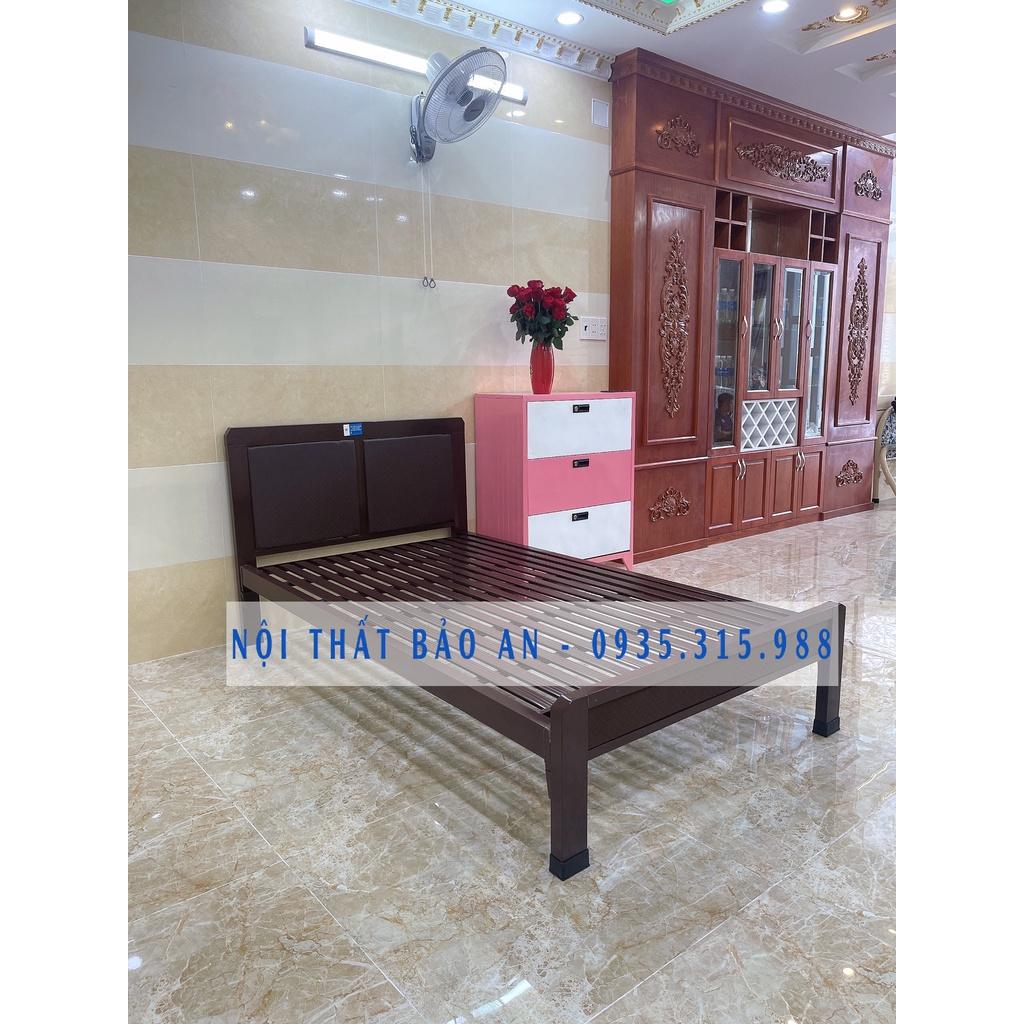 Giường sắt kiểu gỗ cao cấp BẢO AN - 1M2X2M, tháo lắp dễ dàng, miễn phí vận chuyển nội thành HCM