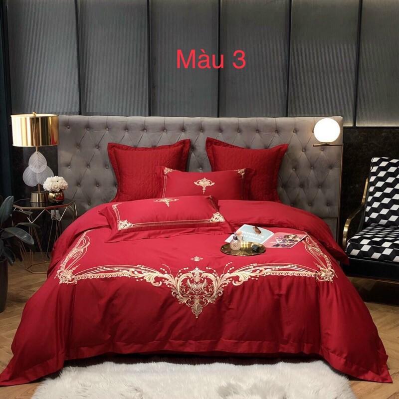 Bộ lụa thêu 100s ga trần bông 6 món