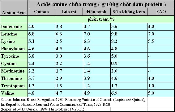 acides amines quinoa