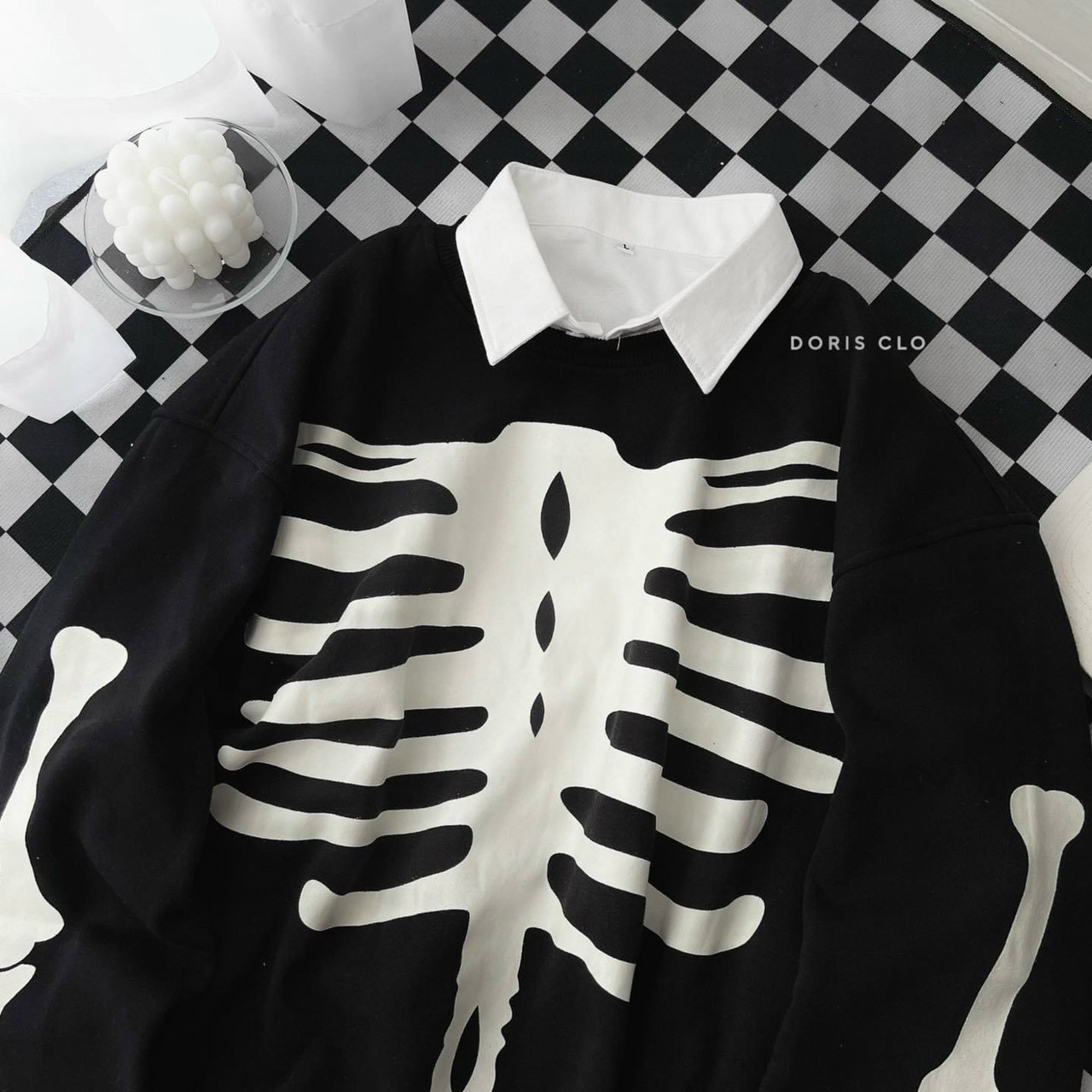 ÁO SWEATER hình in XƯƠNG nam nữ, Áo sweater tay dài dáng rộng in họa tiết bộ xương phong cách harajuku thời trang mùa thu cho nam và nữ, Áo Hoodie Oversize Hình Bộ Xương,Áo Nỉ Tay Dài Có Mũ Unisex Freesize Ulzzang