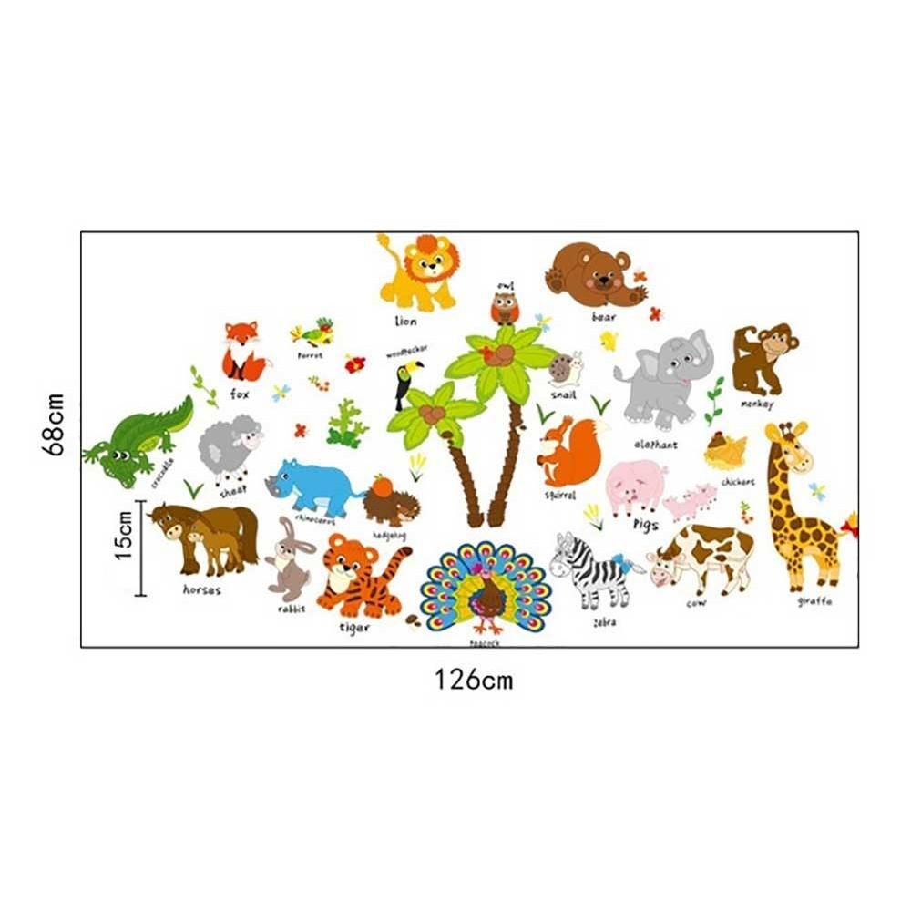 DECAL TRANG TRÍ PHÒNG BÉ VƯỜN BÁCH THÚ TIẾNG ANH