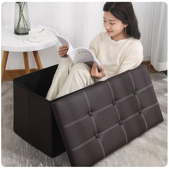 Ghế sofa đựng đồ gấp gọn, Hộp đựng đồ kiêm ghế ngồi, mẫu 2022 sang trọng hiện đại, chất liệu da PU cao cấp