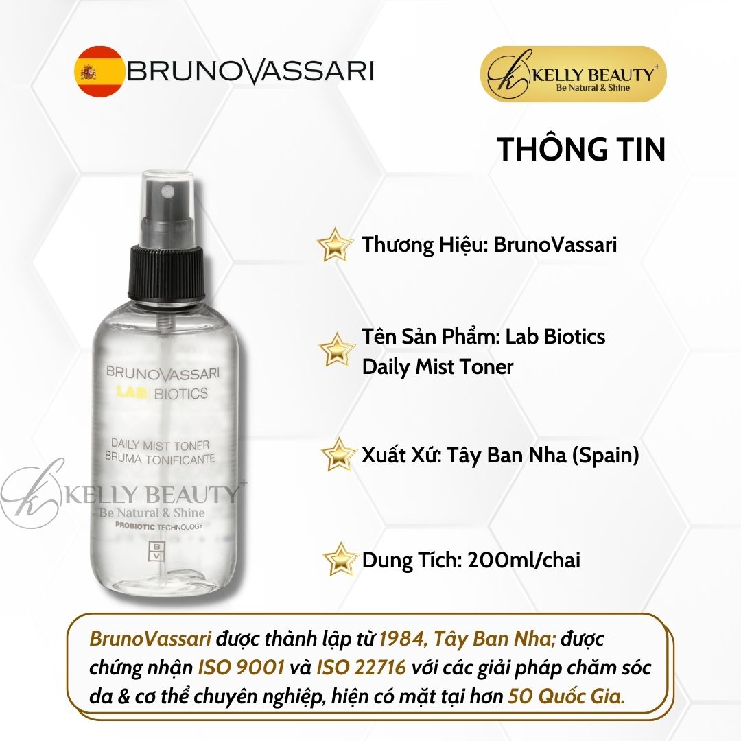 Toner Đa Chức Năng Cho Da Nhạy Cảm Lab Biotics Daily Mist Toner - Bruno Vassari | Kelly Beauty