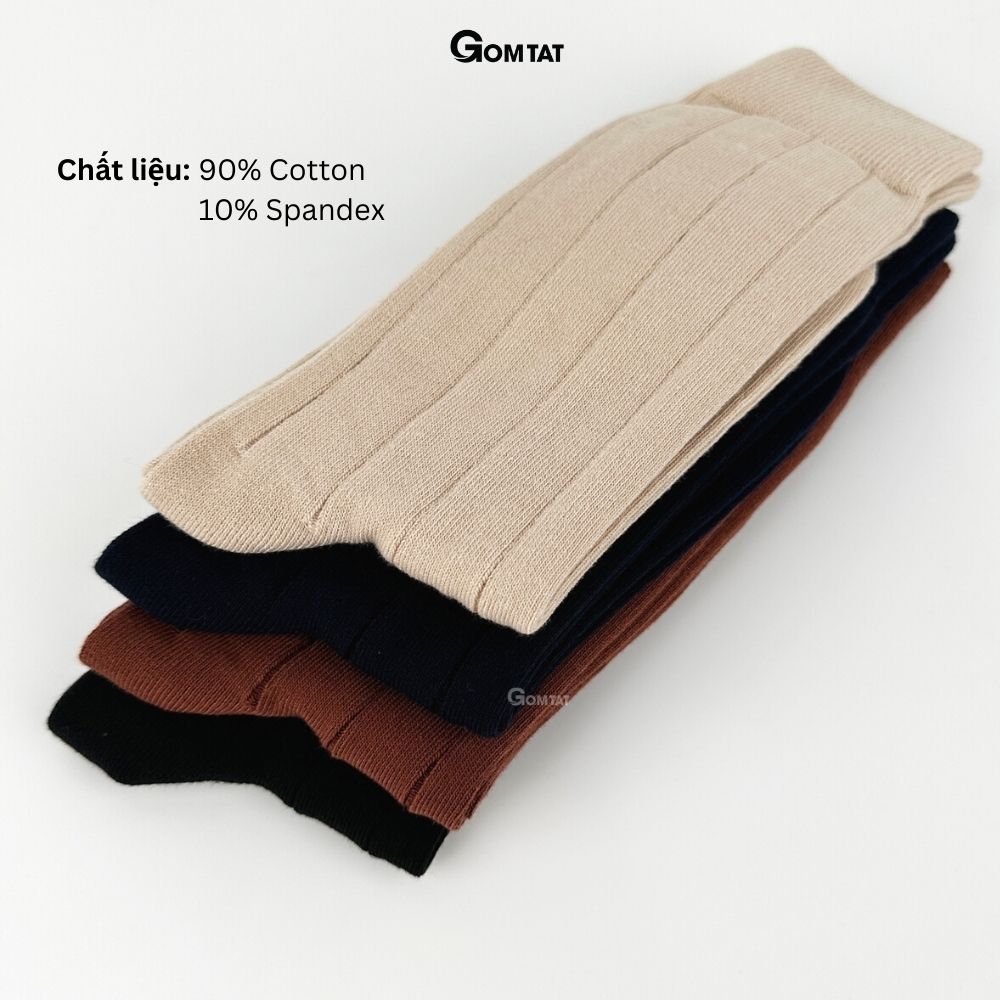 Tất vớ nam cổ cao 25cm GOMTAT mẫu gân chìm, chất liệu 90% cotton cao cấp thoáng mát êm chân - GOM-MIX09-1DOI