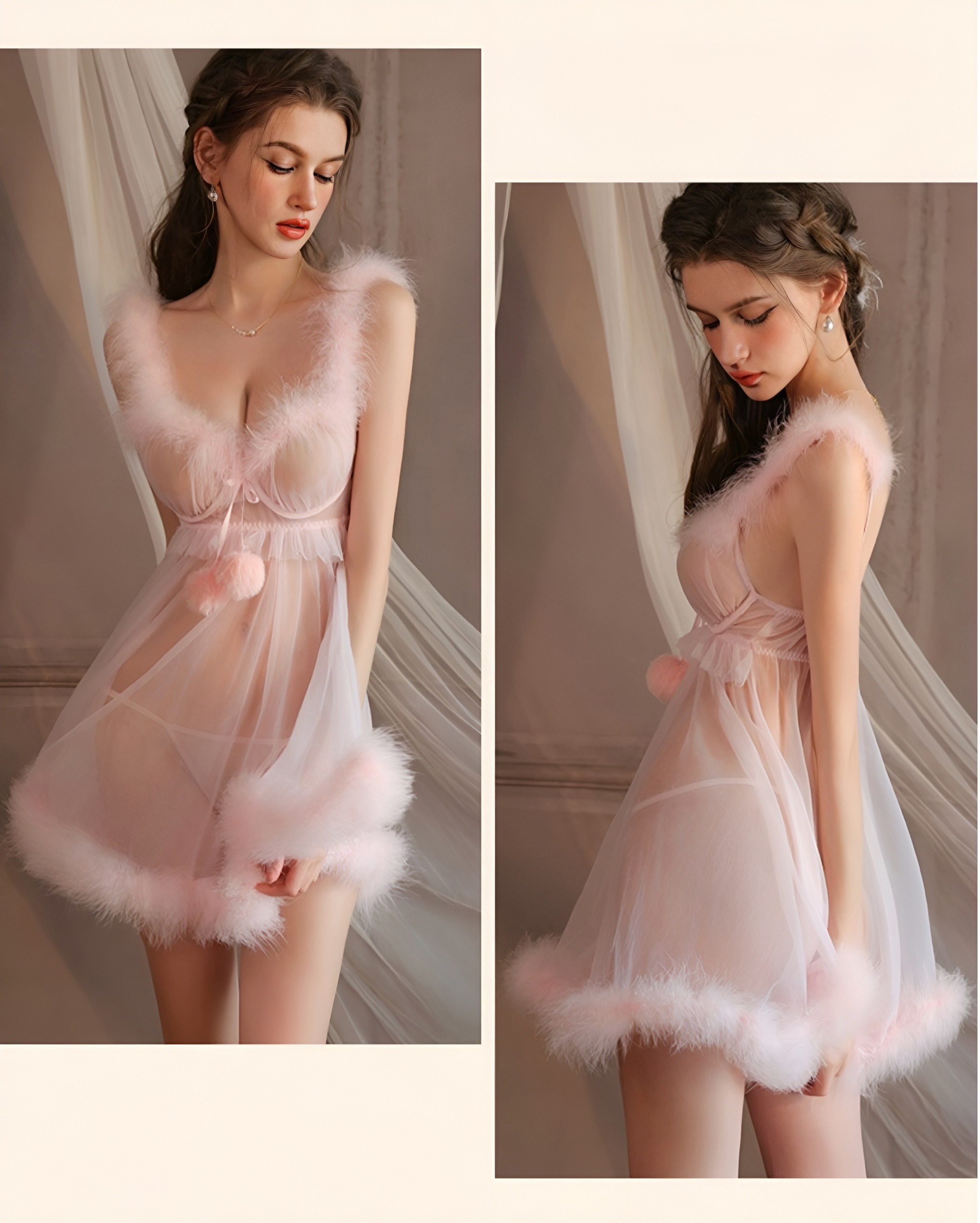 Váy Ngủ Ren Ấm Áp Gợi Cảm - B,Lingerie