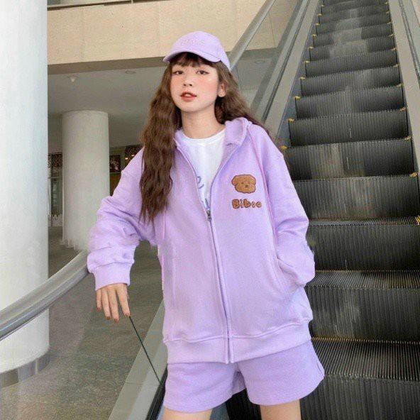 Áo khoác nỉ, áo khoác hoodie nữ THÊU GẤU cực đẹp shopmap