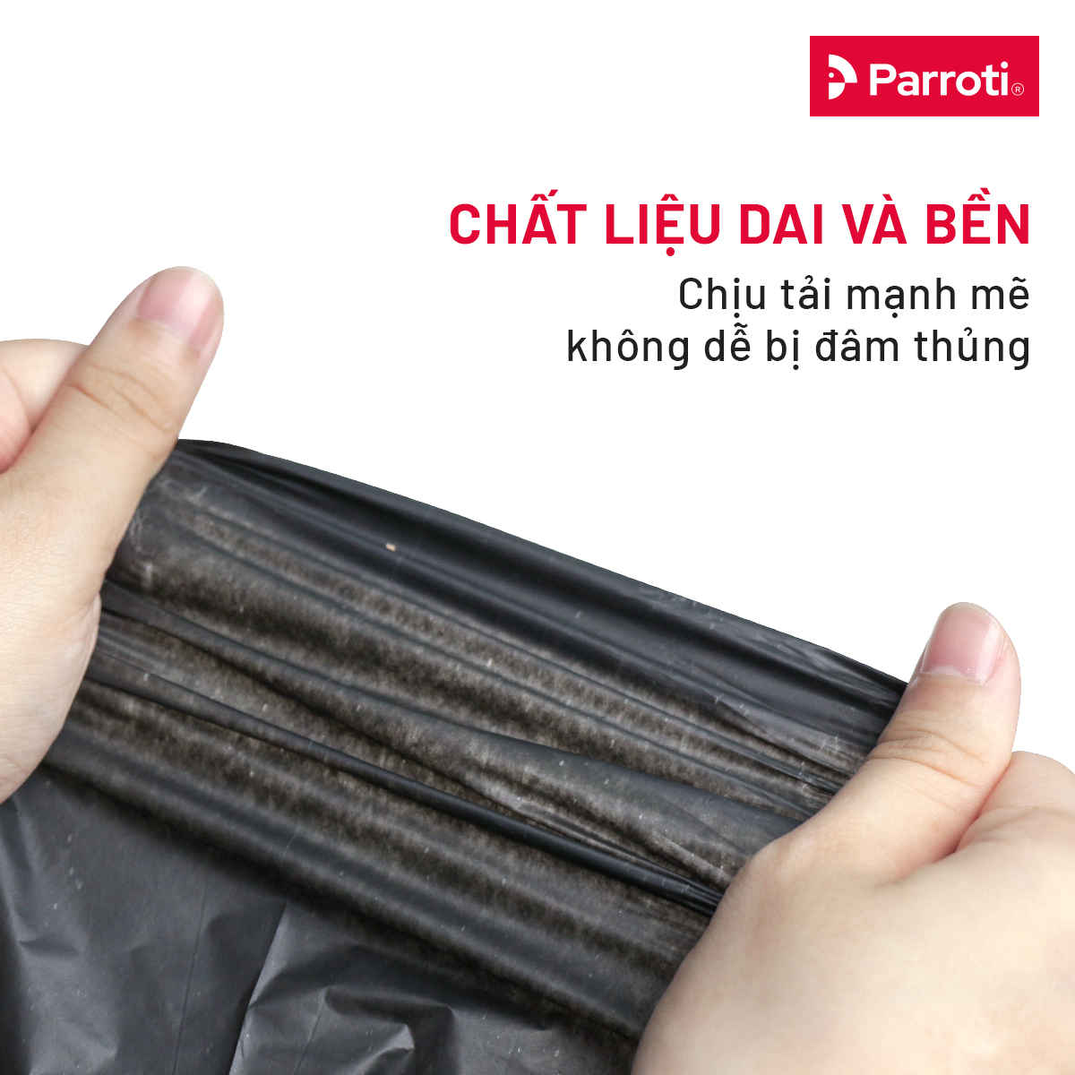 Túi rác miệng bằng Parroti Envi - 1kg/3cuộn - màu đen