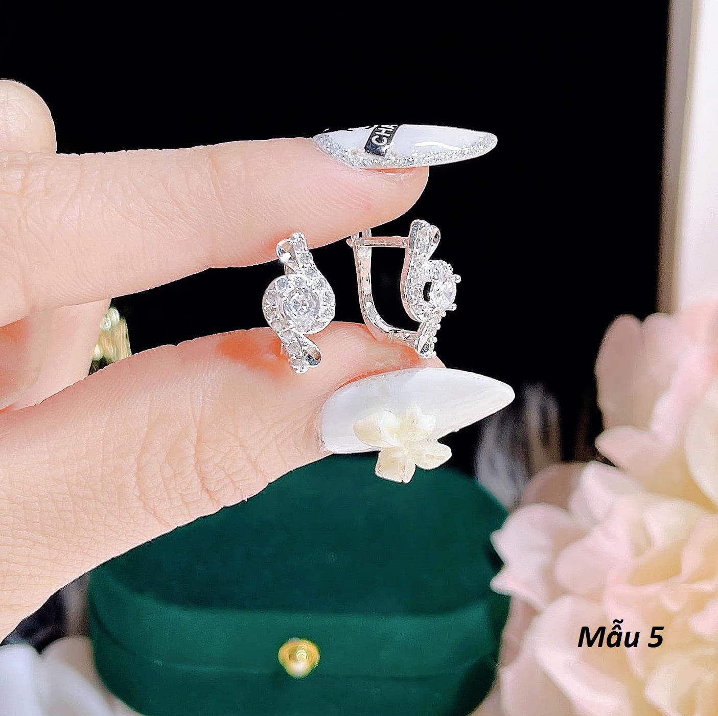 Bông tai bạc thời trang khoá bấm chất liệu bạc s925 MS068a