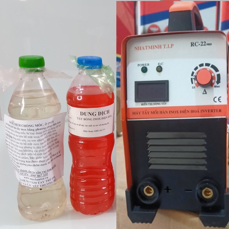Máy Điện Hóa, Máy Tẩy Mối Hàn Inox Inverter Tẩy Sạch Làm Bóng Mối Hàng Inox. Tặng kèm nước tẩy và nước trung hòa