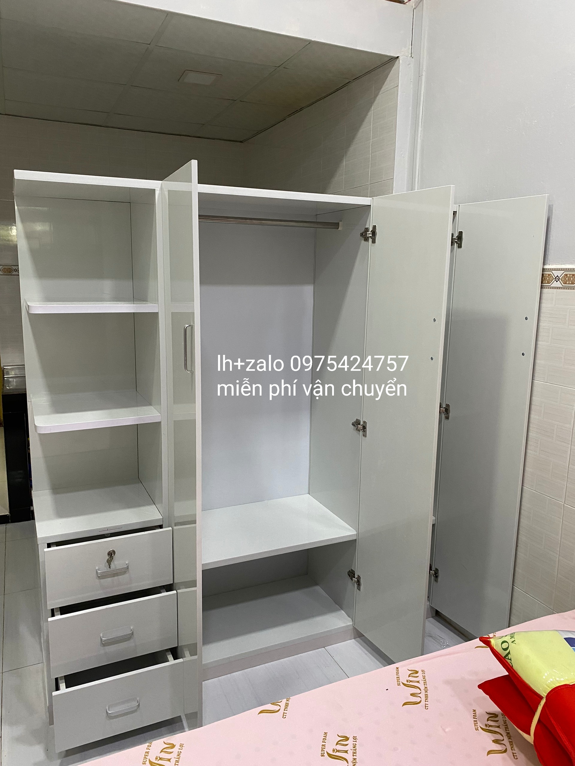 Tủ nhựa đài loan 3 cánh 1 kệ