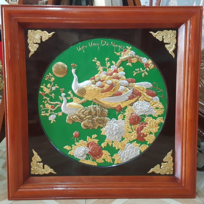 TRANH ĐỒNG VÀNG LIỀN TẤM , PHU THÊ VIÊN MÃ-A211