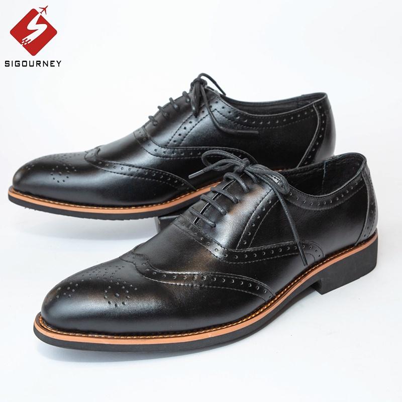 Giày Tây Nam Cao Cấp Oxford Brogues Họa Tiết Đục Lỗ, Da Bò Thật, Thiết Kế Sang Trọng SIG-36