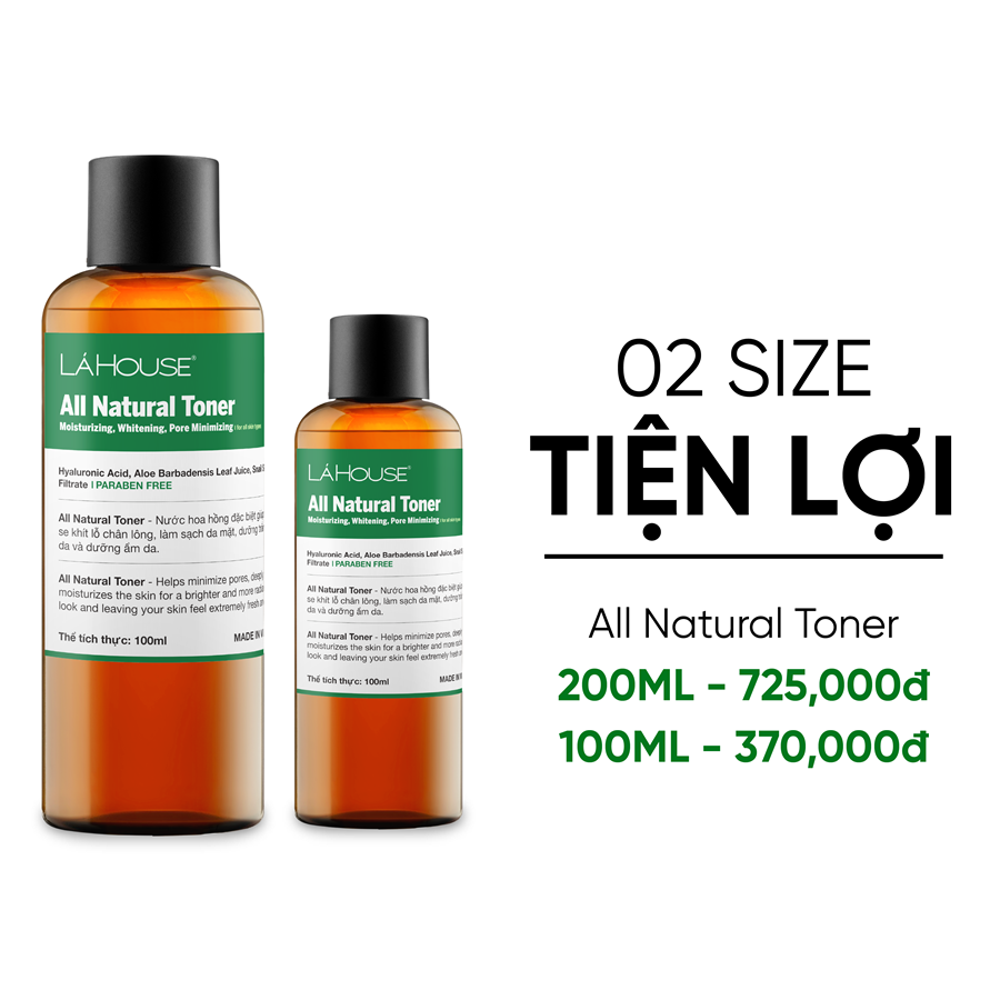 Nước hoa hồng giúp làm sáng da Lá House Lá Care All Natural Toner 200ml/100ml