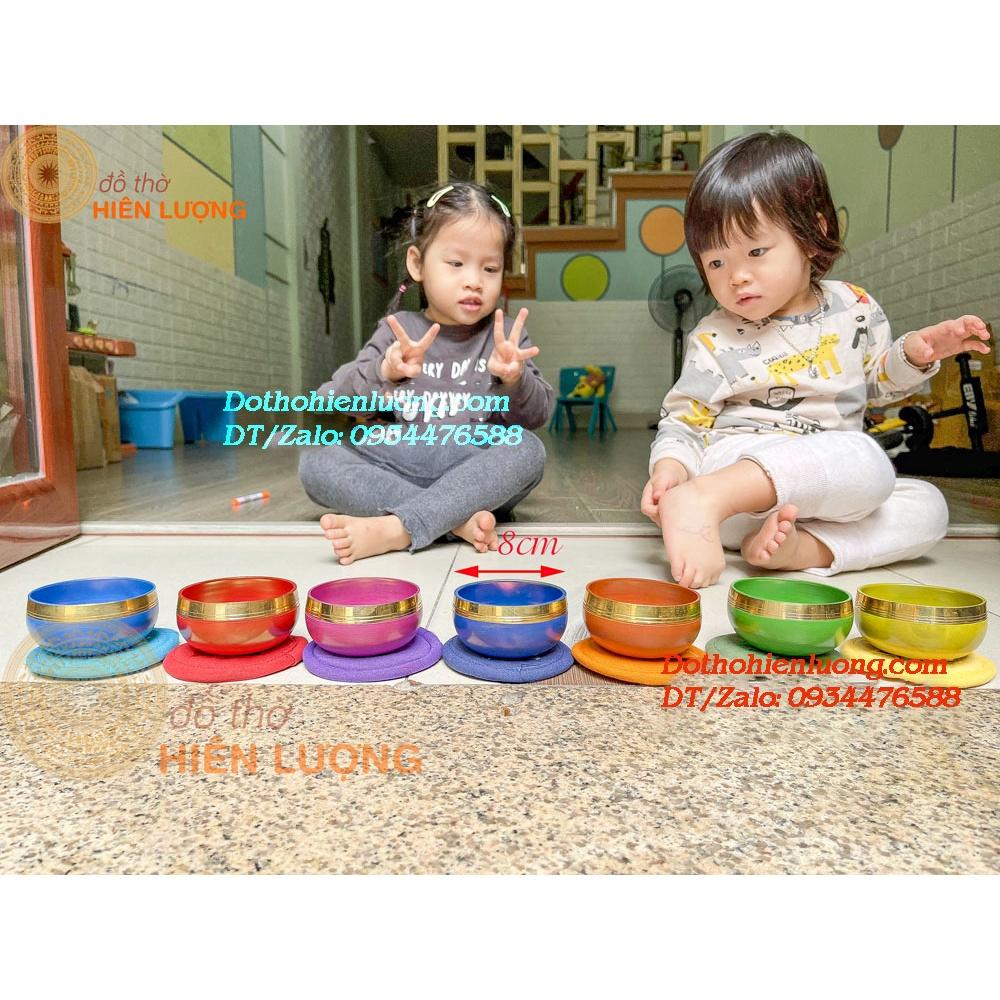 Bộ Chuông Quay Nepal Đường Kính 8cm Bằng Đồng Nguyên Chất Đủ Các Màu - Vật Phẩm Tây Tạng