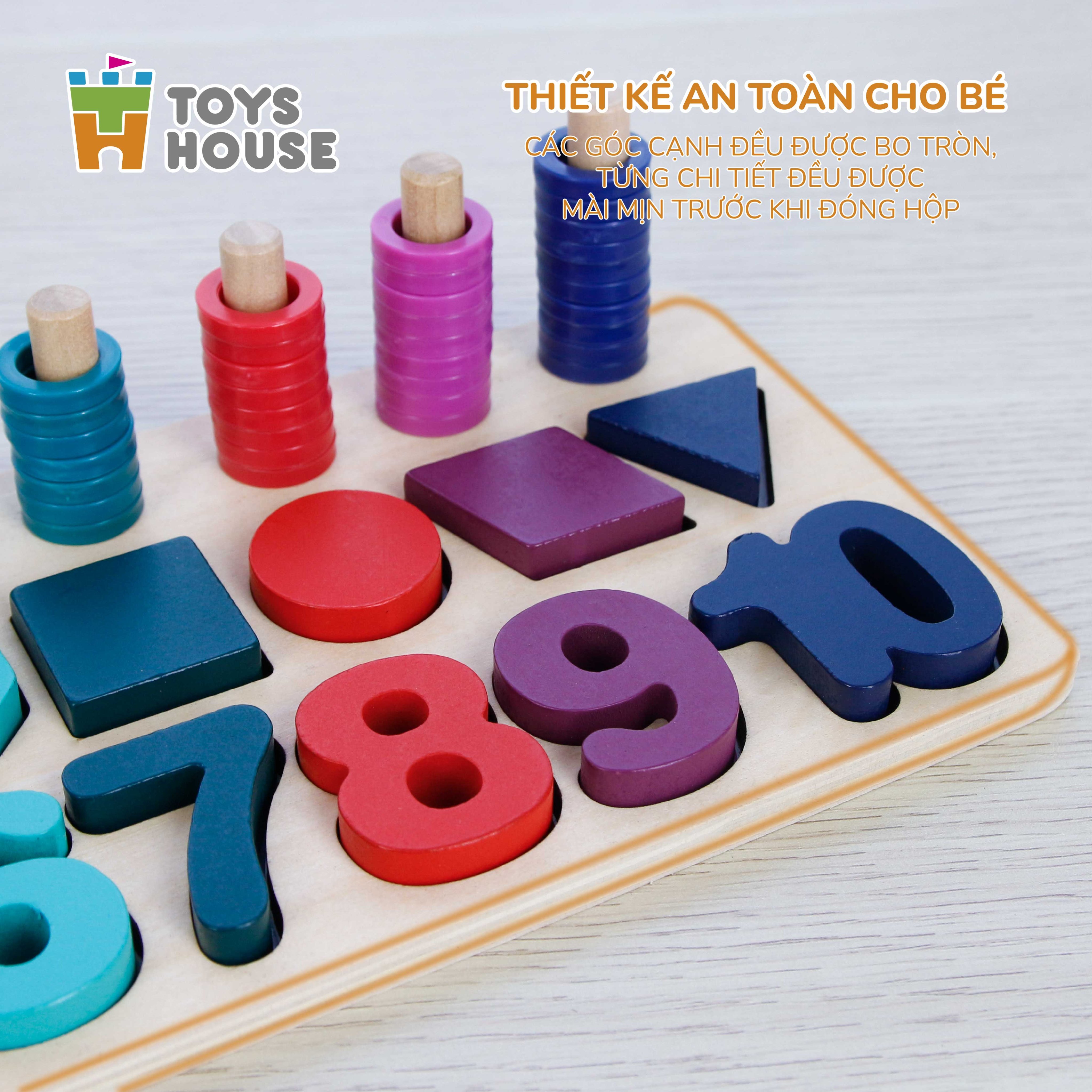 Đồ chơi ghép gỗ, học chữ số, hình khối và phép tính cho trẻ từ 3 đến 5 tuổi Toyshouse 574