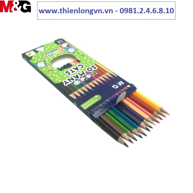 Chì gỗ 12 màu M&amp;G hình So Many Cat vỉ giấy - AWP343A1