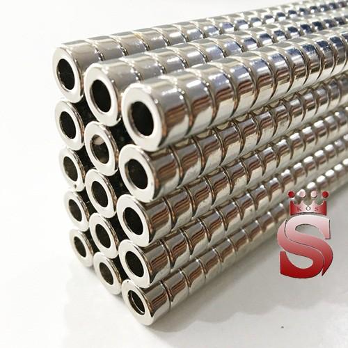 Nam châm viên tròn lỗ thẳng đường kính ngoài 10mm chất lượng tốt