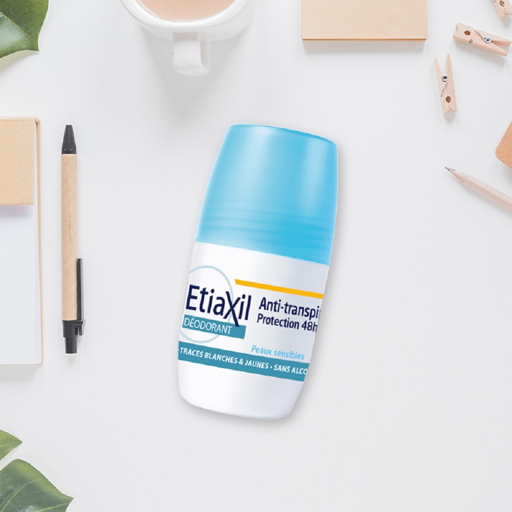 Lăn Khử Mùi Hằng Ngày Etiaxil Deodorant Anti-Transpirant 48h Roll-On Peaux Sensibles (50ml) + Tặng 1 Móc Khóa Nhựa 2 Mặt