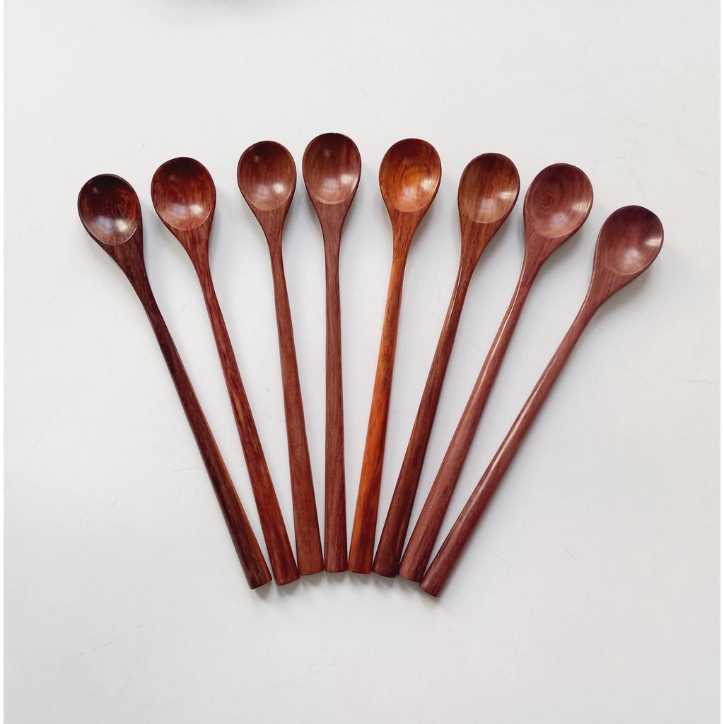 Thìa Gỗ Trắc Đỏ Cỡ 19.5 cm Khuấy Sinh Tố, Cà Phê, Thìa Trang Trí, Phụ Kiện Nhà Bếp