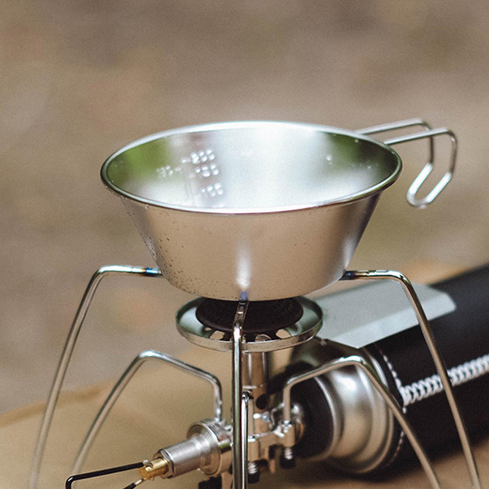 Stainless Steel Camping Bowl Outdoor Cookware with Folding Handle Utensil for Picnic Hiking BBQ Barbecue Travel