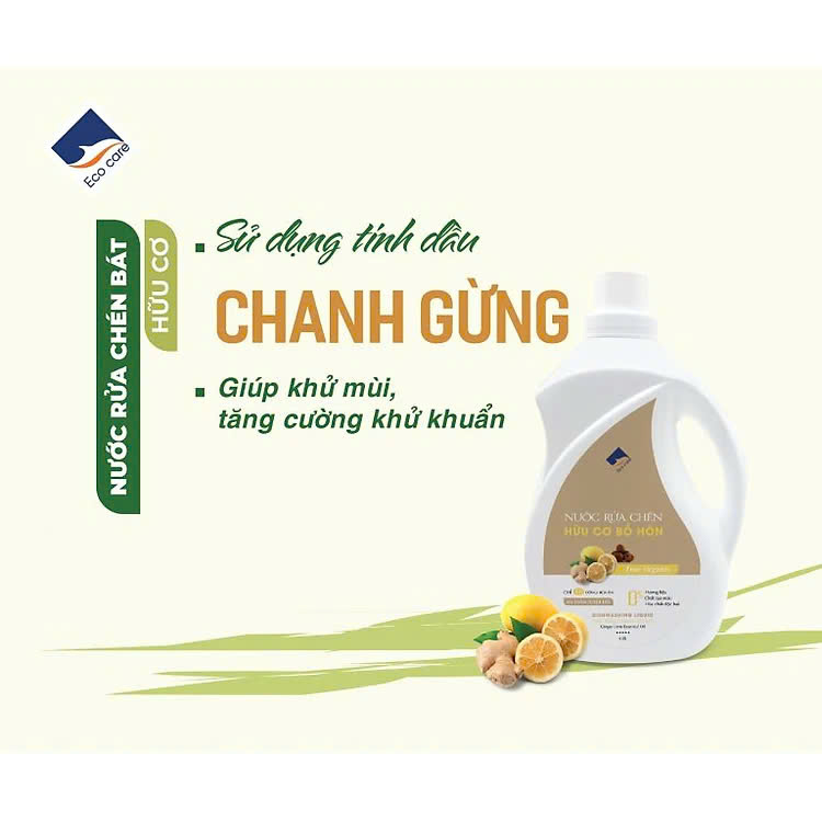 Nước rửa chén hữu cơ Bồ hòn Ecocare Chai 2000ml