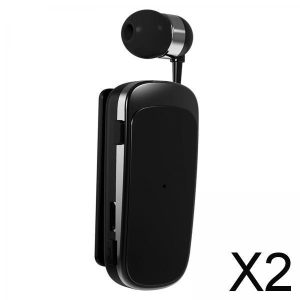 2xFineBlue K52 Retractable Wireless Bluetooth Headset Business Earphone Clip Black with box