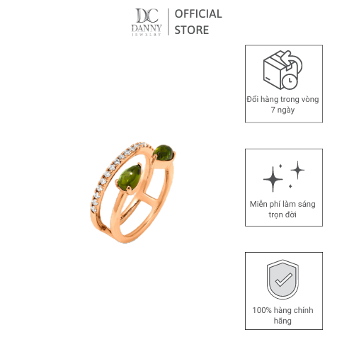 Nhẫn Nữ Danny Jewelry Bạc 925 Xi Rhodium/Vàng hồng/Vàng 18k Đính Đá Tourmaline Hình Giọt Nước N0096