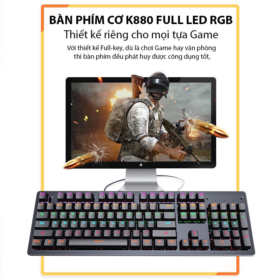 Bàn phím cơ Coputa bàn phím máy tính Gaming có dây LED RGB K880