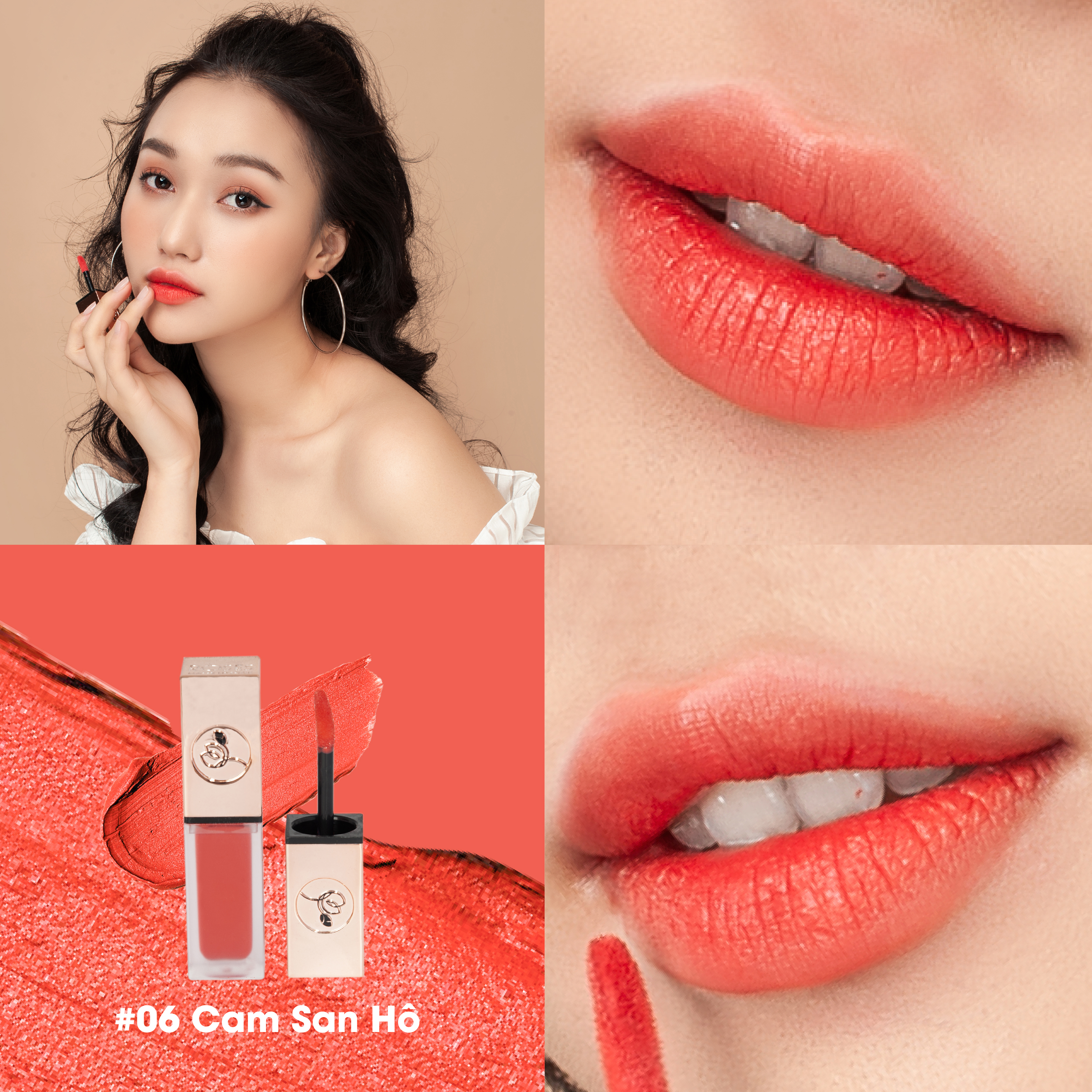 COMBO 2 SON KEM LÌ ROSES MATTE MiniGarden CAM TRÀ SỮA + CAM SAN HÔ  [TẶNG MÓC KHOÁ]